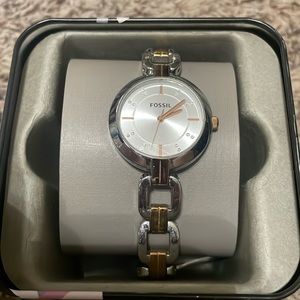 Silver & Gold Fossil Watch